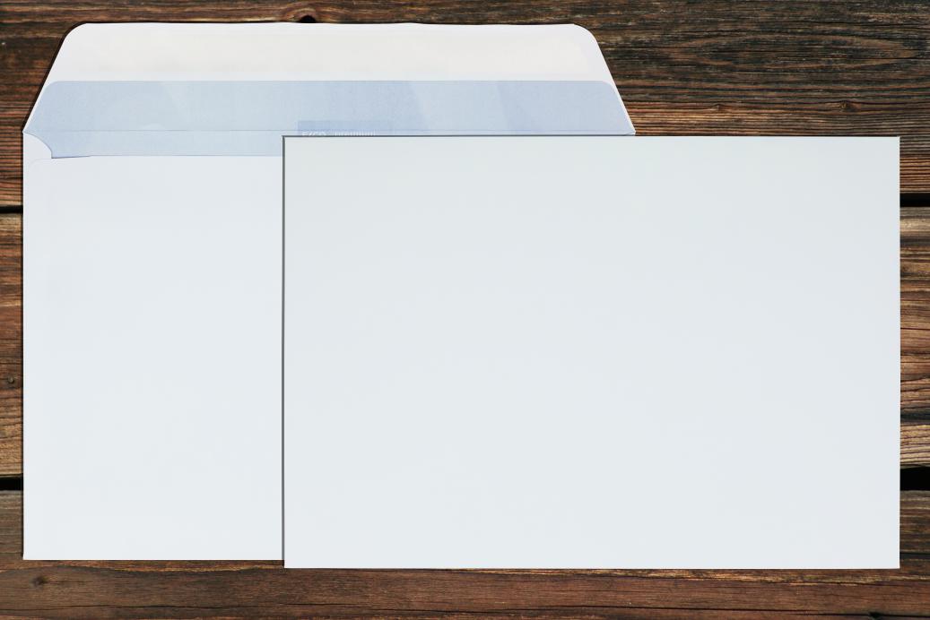 Kuvertierhüllen C4 229x324 mm Nassklebend Hochweiß 120 g/qm